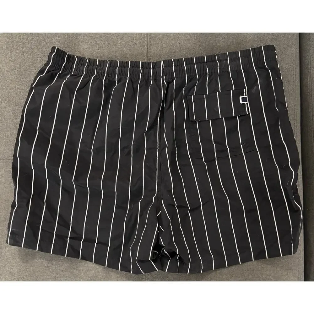Solid & Striped Black White Pinstripe Lined Swim Trucks Men’s Size XXL
